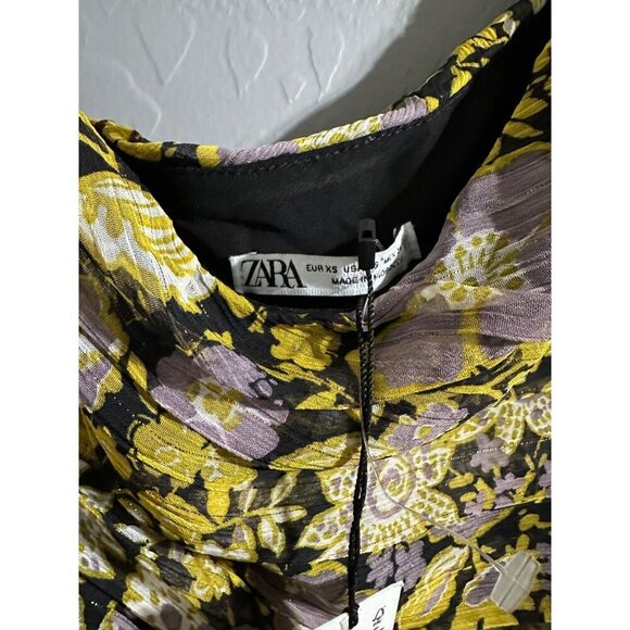 Zara one Shoulder Floral Cocktail Dress size XS NWT - Picture 4 of 8